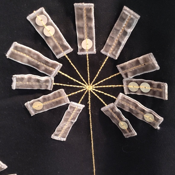 Boden Black A-Line Midi Skirt With Ribbon Sequin Flower Detail | Cotton | 12R - Picture 3 of 8